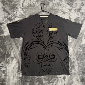 Coogi Graphic T-Shirt Mens XXL Black Velvet Flocked Embroidered Streetwear